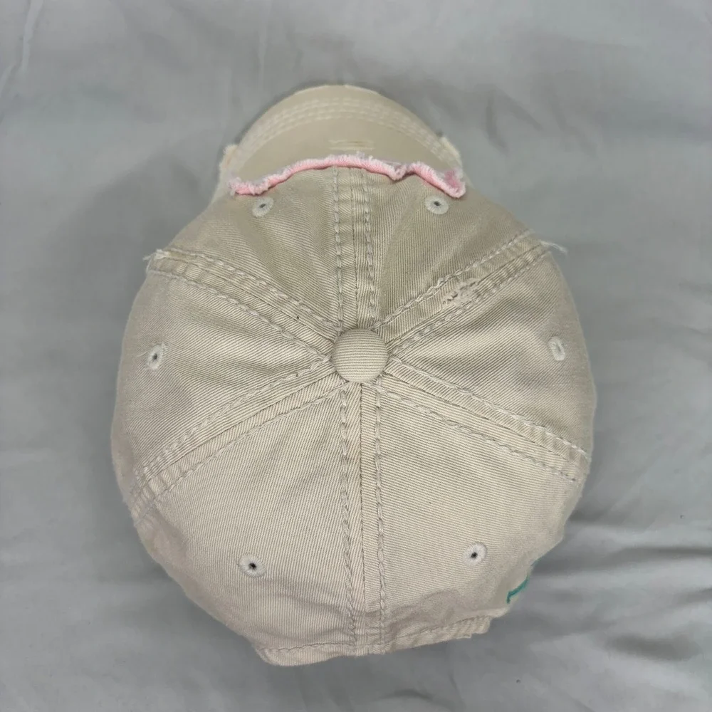 KBETHOS Lake Life Hat Distressed Women OS Tan Pink Patch Baseball Cap